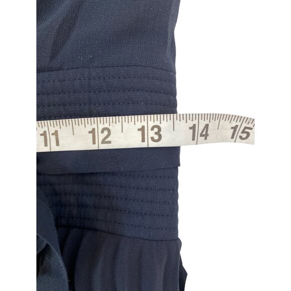 Leifsdottir Navy Blue Surplice Pleated Skirt Maxi Dress EUC Sz 6 Silk Belted - Picture 10 of 15